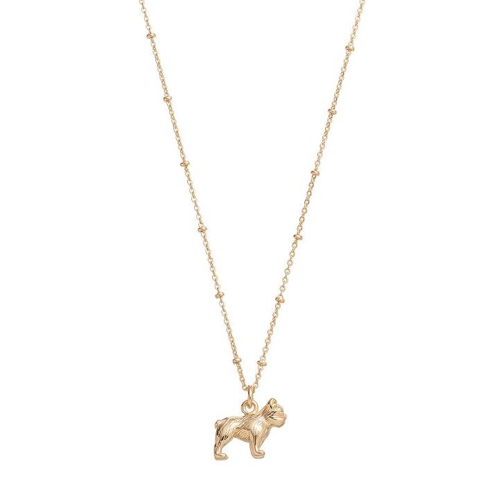 Lc Lauren Conrad Bulldog Pendant Necklace, Women's, Gold