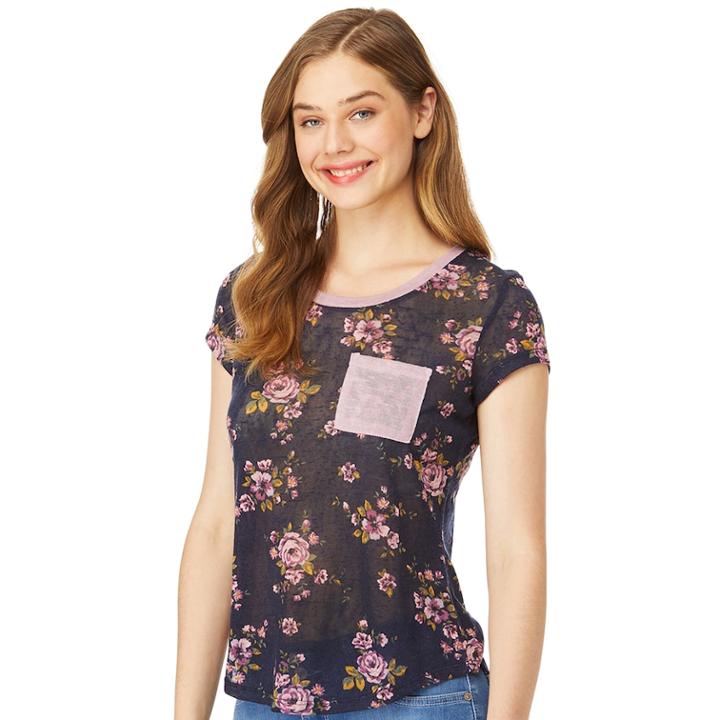 Juniors' Wallflower Scoopneck Tee, Teens, Size: Medium, Orange