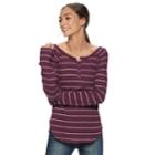 Juniors' So&reg; Thermal Henley Top, Teens, Size: Medium, Drk Purple