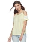 Juniors' So&reg; Varsity Cold-shoulder Tee, Teens, Size: Xxs, Brt Yellow