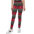 Juniors' It's Our Time Christmas Print Leggings, Teens, Size: Medium, Brt Red