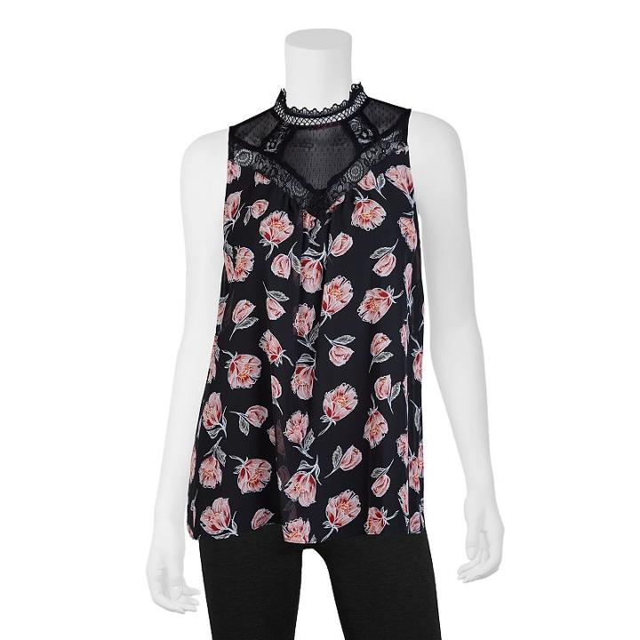 Juniors' Iz Byer California Print Victorian Top, Teens, Size: Xl, Roses