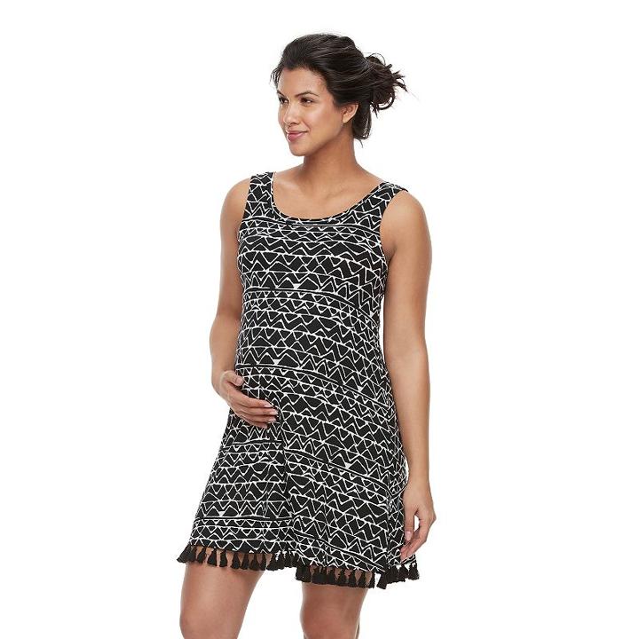 Maternity A:glow Fringe Shift Dress, Women's, Size: Xl-mat, Black