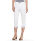 Petite Gloria Vanderbilt Jordyn Embellished Cuffed Capris, Women's, Size: 16 Petite, White