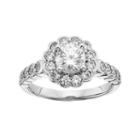 Diamonore Simulated Diamond Flower Engagment Ring In Sterling Silver (1 3/4 Carat T.w.), Women's, Size: 7, White