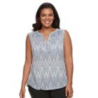 Plus Size Dana Buchman High-low Henley, Women's, Size: 1xl, Blue (navy)