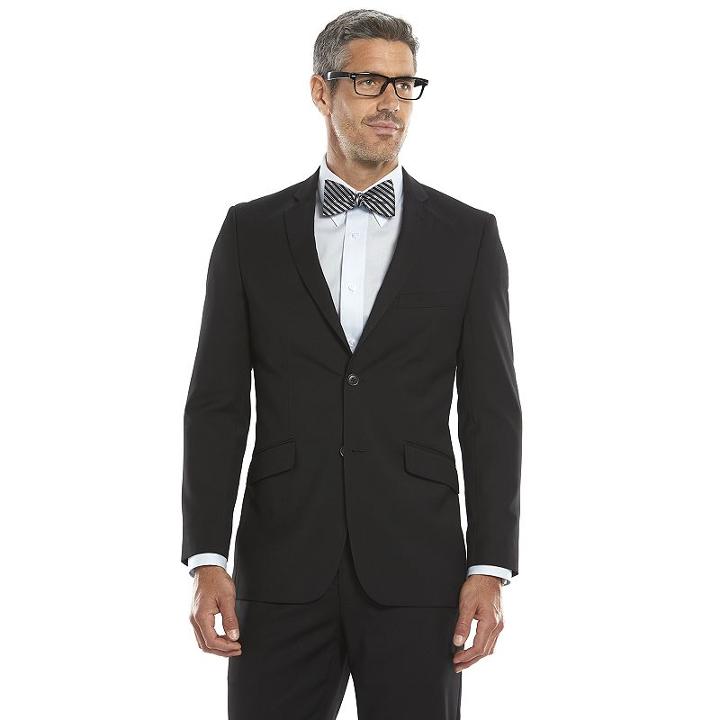 Men's Lazetti Slim-fit Black Suit Jacket, Size: 42 Short