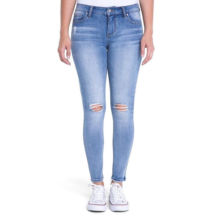 Juniors' Crave Whiskered Ankle Skinny Jeans, Teens, Size: 15, Blue Other