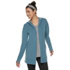 Women's Tek Gear&reg; Hooded Wrap Cardigan, Size: Medium, Dark Blue