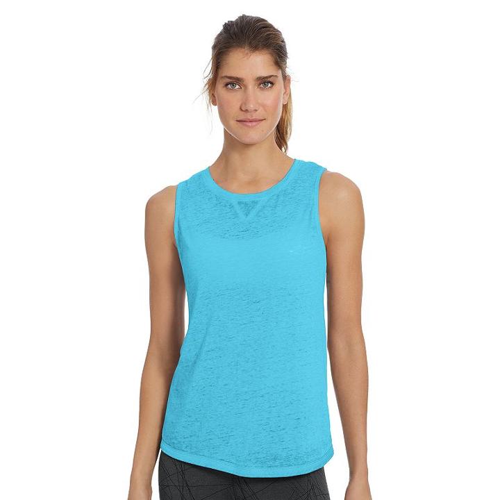 Women's Champion Authentic Wash Muscle Tank Top, Size: Medium, Light Blue