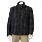 Men's Excelled Plaid Wool-blend Shirt Jacket, Size: Large, Grey