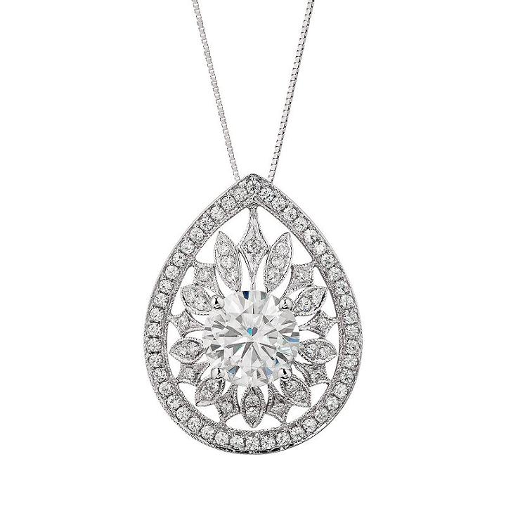 Forever Brilliant 2 3/4 Carat T.w. Lab-created Moissanite 14k White Gold Teardrop Pendant Necklace, Women's, Size: 18