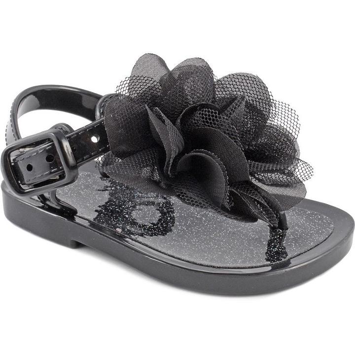 Baby Girl Wee Kids Flower Jelly Crib Sandals, Size: 2, Black