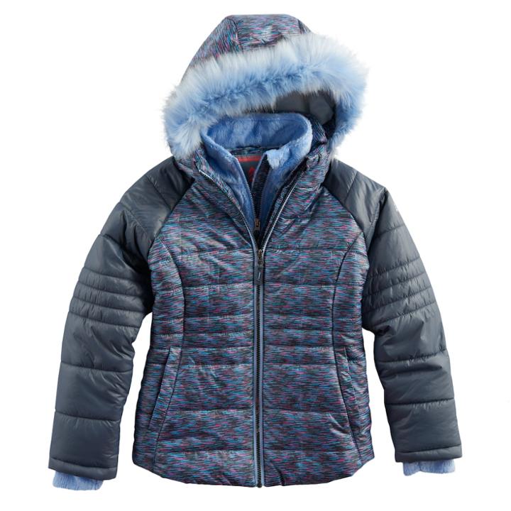 Girls 4-16 Free Country Boarder Heavyweight Jacket, Size: 6x, Med Grey