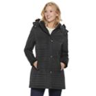 Women's Weathercast Hooded Heavyweight Anorak Quilted Jacket, Size: Large, Black