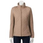Women's Weathercast Quilted Jacket, Size: Large, Beig/green (beig/khaki)