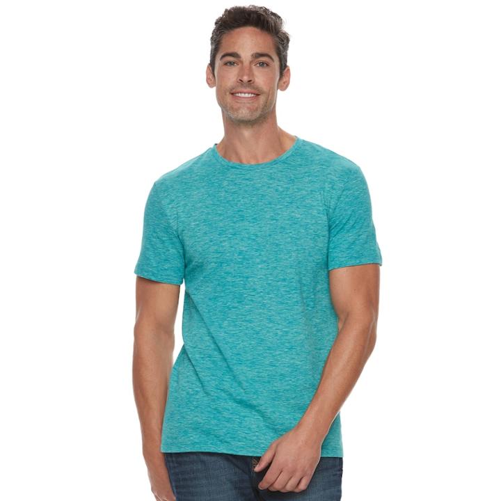 Men's Marc Anthony Slim-fit Shadow Dye Marled Crewneck Tee, Size: Medium, Turquoise/blue (turq/aqua)