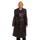 Plus Size Excelled Lambskin Trench Coat, Women's, Size: 1xl, Black