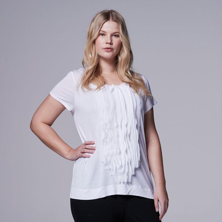 Plus Size Simply Vera Vera Wang Chiffon Ruffle Tee, Women's, Size: 2xl, White