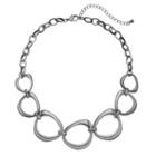 Oblong Circle Link Statement Necklace, Women's, Dark Grey