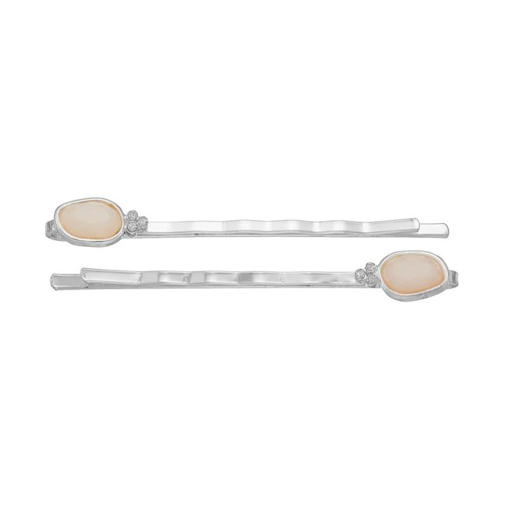 Lc Lauren Conrad Peach Stone Bobby Pin Set, Women's, White
