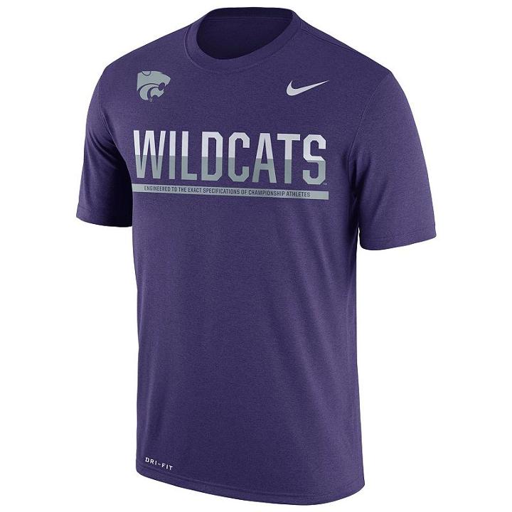 Men's Nike Kansas State Wildcats Legend Staff Sideline Dri-fit Tee, Size: Medium, Purple