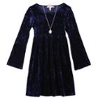 Girls 7-16 & Plus Size Velvet Dress With Necklace, Size: 7, Blue (navy)