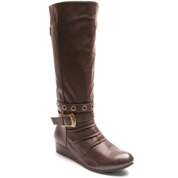 Kisses By 2 Lips Too Too Spunky Women's Knee-high Wedge Boots, Girl's, Size: Medium (9.5), Brown