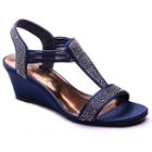 New York Transit Great Right Women's Embellished Wedge Sandals, Size: 7 Wide, Blue