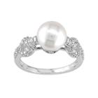 10k White Gold 1/4 Carat T.w. Diamond & Freshwater Cultured Pearl Ring, Women's, Size: 5