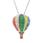Artistique Crystal Sterling Silver Hot Air Balloon Pendant Necklace - Made With Swarovski Crystals, Women's, Yellow