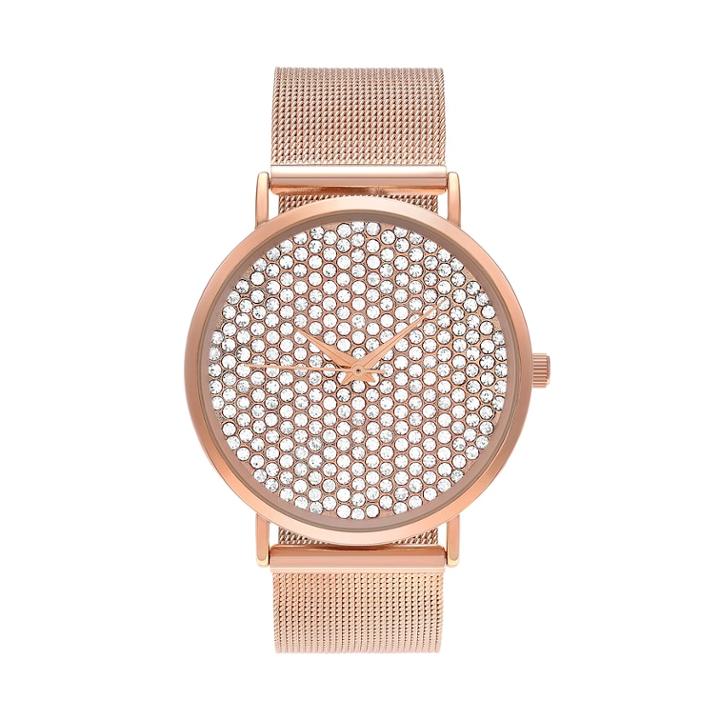Journee Collection Women's Crystal Mesh Watch, Size: Large, Pink