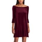 Women's Chaps Off-the-shoulder Velvet Dress, Size: Xl, Dark Red