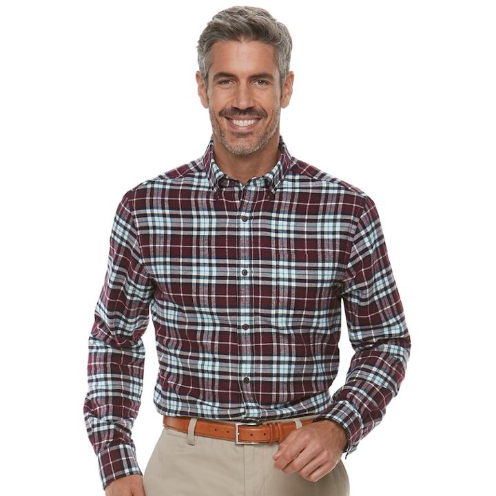 Men's Croft & Barrow&reg; Slim-fit Flannel Button-down Shirt, Size: Medium, Drk Purple