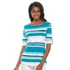Women's Croft & Barrow&reg; Printed Slubbed Tee, Size: Xxl, Blue (navy)