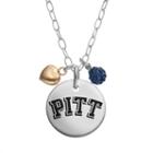 Fiora Crystal Sterling Silver Pittsburgh Panthers Team Logo & Heart Pendant Necklace, Women's, Size: 16, Multicolor