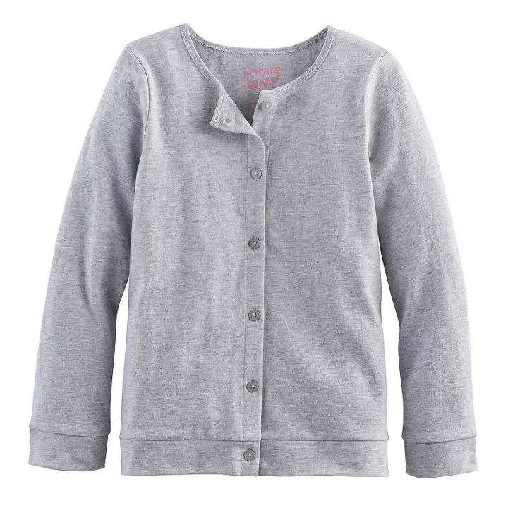 Girls 4-10 Jumping Beans&reg; Button-front Cardigan, Size: 7, Light Grey