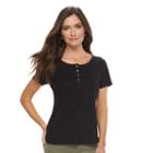 Women's Croft & Barrow&reg; Henley Tee, Size: Large, Black