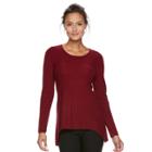 Women's Dana Buchman Shark-bite Hem Sweater, Size: Xs, Dark Red