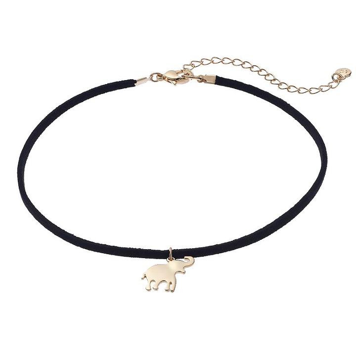 Lc Lauren Conrad Elephant Faux Suede Choker Necklace, Women's, Black