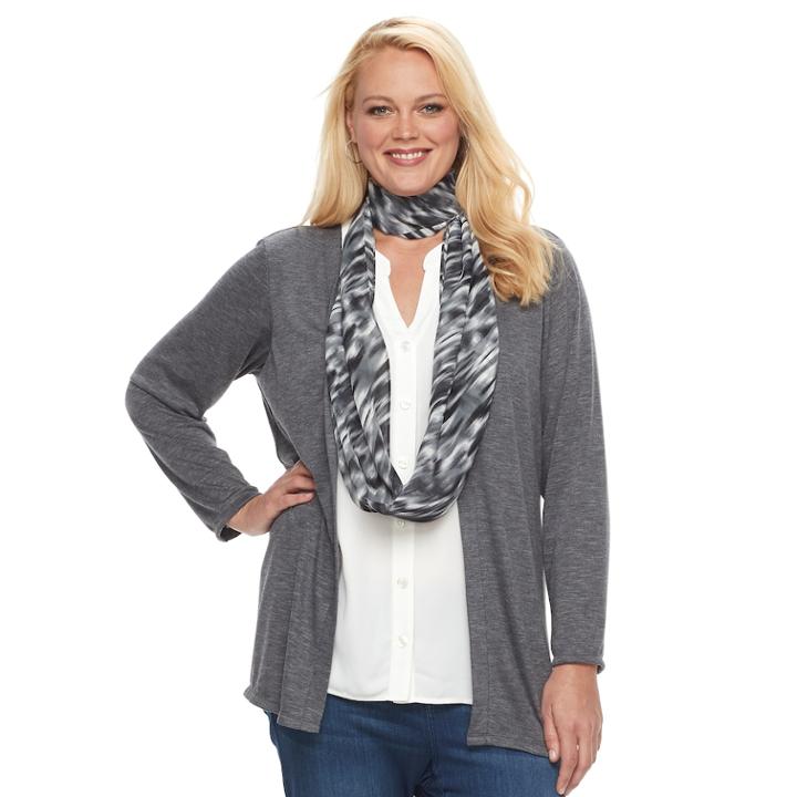 Plus Size Apt. 9&reg; 2-fer Hatchi Knit Top, Women's, Size: 3xl, Abstract Charcoal