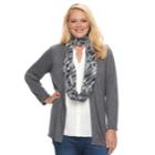 Plus Size Apt. 9&reg; 2-fer Hatchi Knit Top, Women's, Size: 3xl, Abstract Charcoal