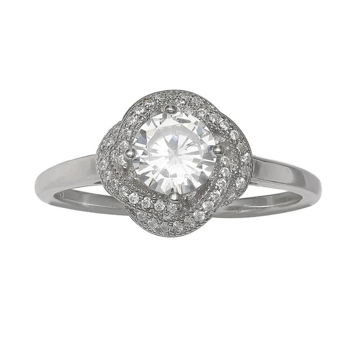 Primrose Sterling Silver Cubic Zirconia Twist Round Ring, Women's, Size: 9