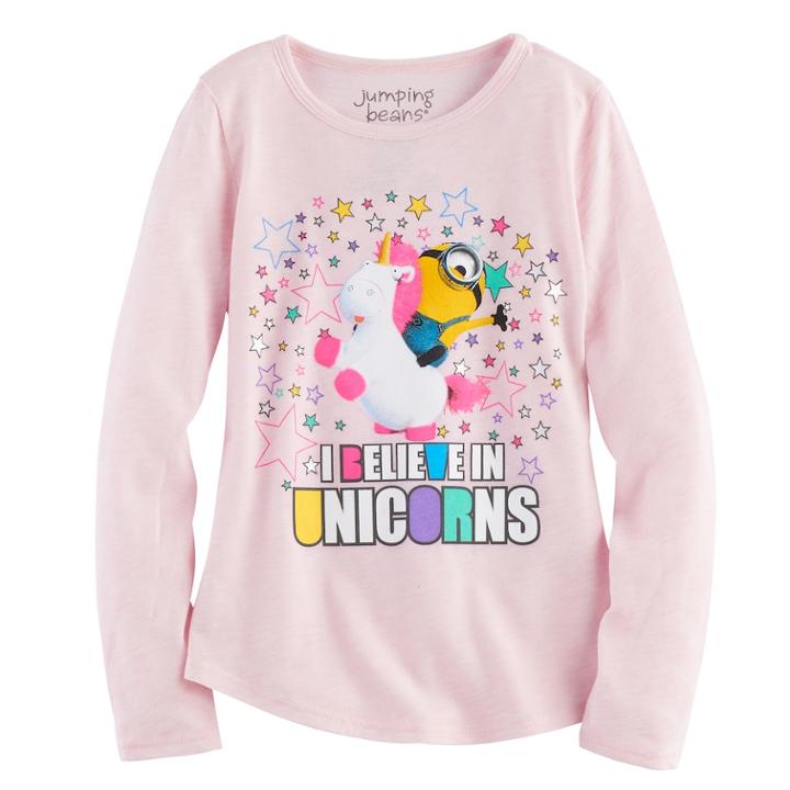 Girls 4-10 Jumping Beans&reg; Minions I Believe In Unicorns Tee, Size: 8, Dark Pink