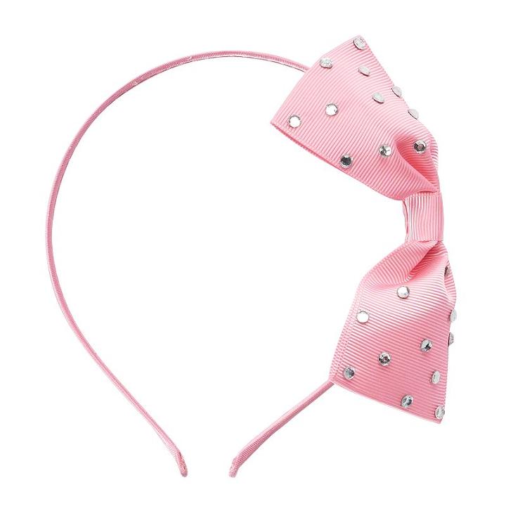 Girls 4-16 Rhinestone Bow Headband, Med Pink