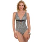 Women's Upstream Tummy Slimming Strappy One-piece Swimsuit, Size: 10, Black