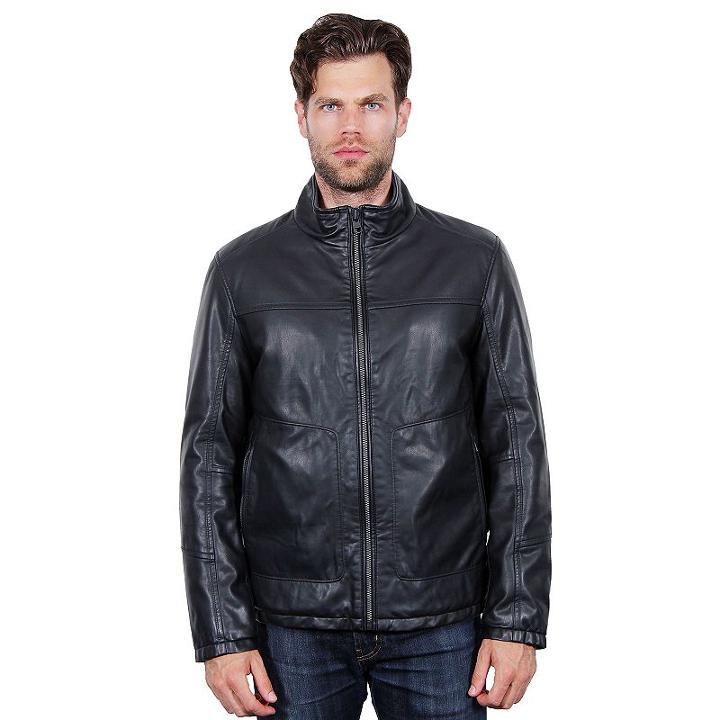 Men's Tahari Elements Faux-leather Open-bottom Bomber Jacket, Size: Large, Black
