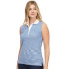 Women's Izod Striped Pique Sleeveless Polo, Size: Large, Med Blue