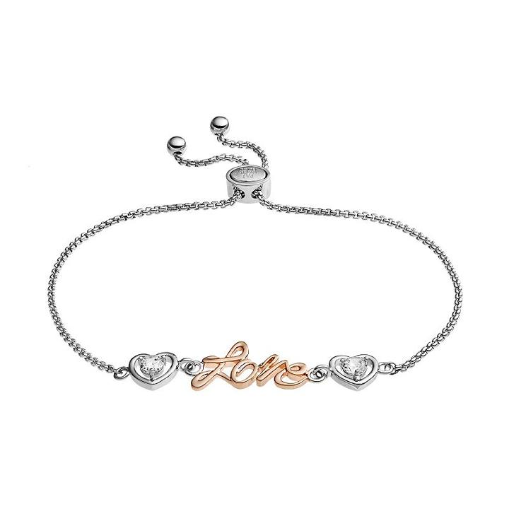 Lily & Lace Cubic Zirconia Two Tone Love Bracelet, Women's, White