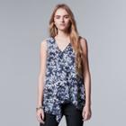 Women's Simply Vera Vera Wang Print Ruffle Top, Size: Small, Drk Purple